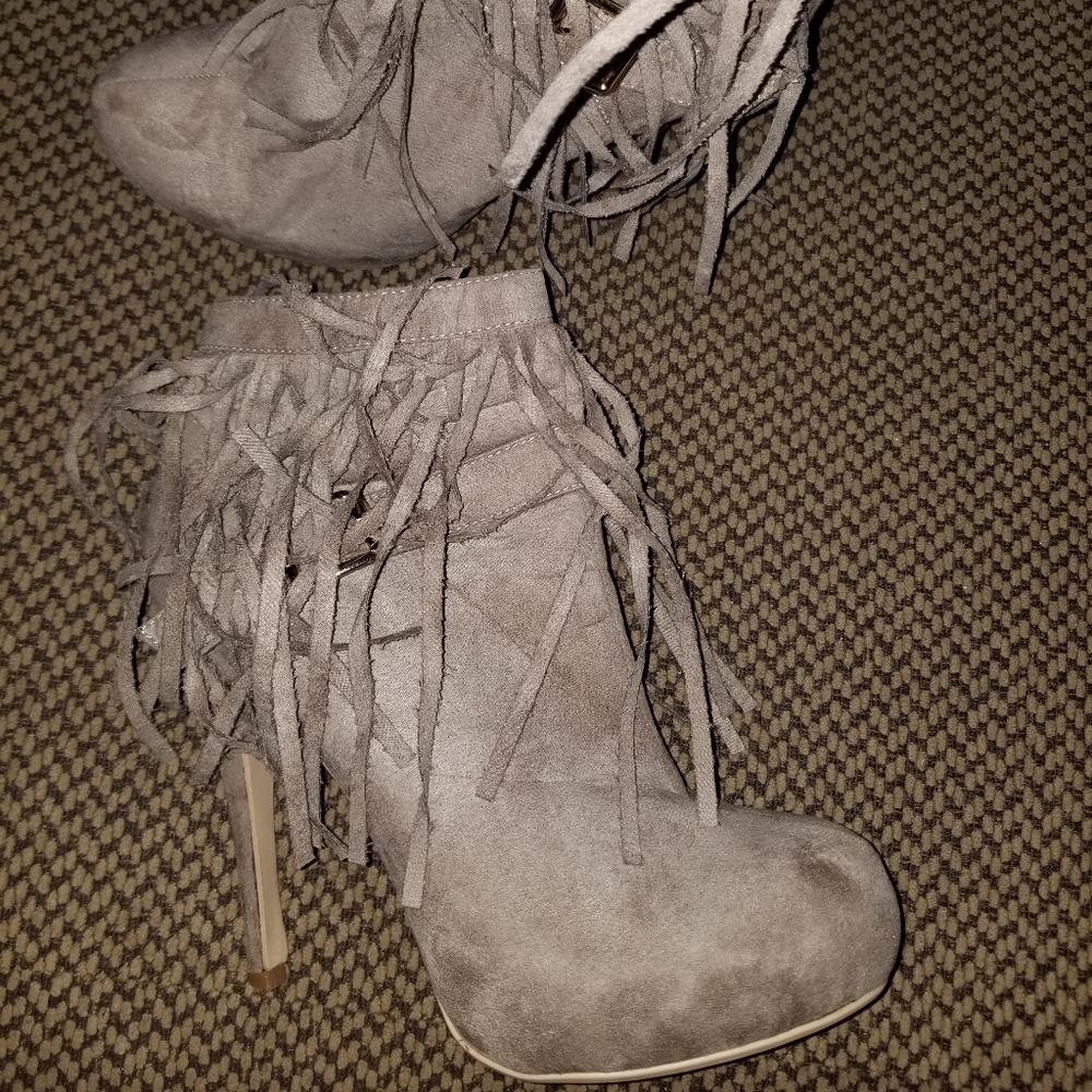 Taupe bootie heels